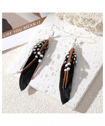 Feather Dangle Earrings for Women Long Boho Hook Drop Earring Trendy Jewelry 8Pair-Mix-A $9.68 Earrings