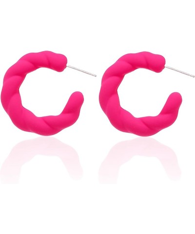 Twisted Rope Round C Shape Acrylic Earrings Colorful Hoop Earrings Trendy Earrings Chunky Earrings Cute Candy Earrings Jewelr...