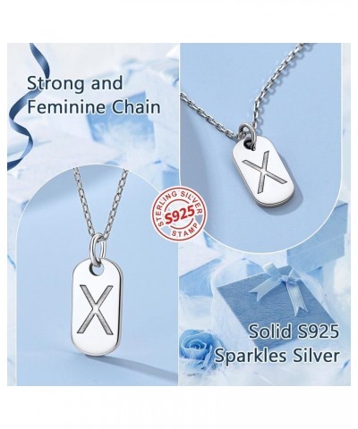 Solid Silver Initial Necklace with S925 Stamp, 26 Alphabets Tiny Dog Tag for Women/Men, Send Gift Box J $8.09 Necklaces