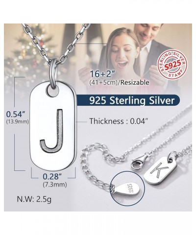 Solid Silver Initial Necklace with S925 Stamp, 26 Alphabets Tiny Dog Tag for Women/Men, Send Gift Box J $8.09 Necklaces