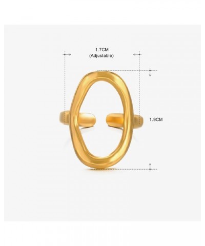 Oval Ring for Women Men, Trendy Simple Geometric Open Rings Statement Chunky 18k Gold plated Rings for Teen Girls Boys Festiv...