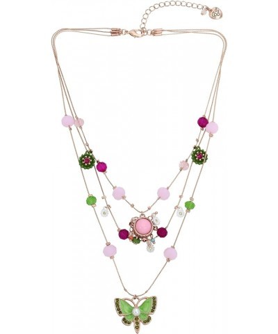 Womens Butterfly Charms Layered Necklace Butterfly Green/Rose Gold One Size $17.96 Necklaces