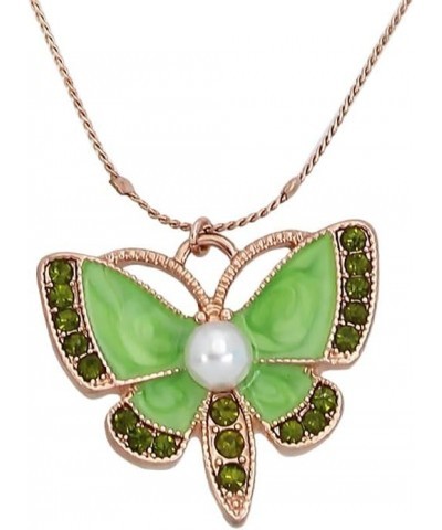 Womens Butterfly Charms Layered Necklace Butterfly Green/Rose Gold One Size $17.96 Necklaces