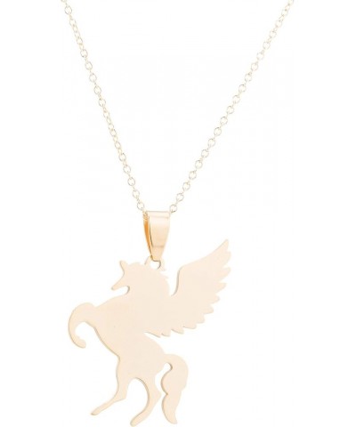 Simple Lucky Pegasus Animal Pendant Necklace for Women Girls Flying Horse Jewelry 18 Gold $8.20 Necklaces