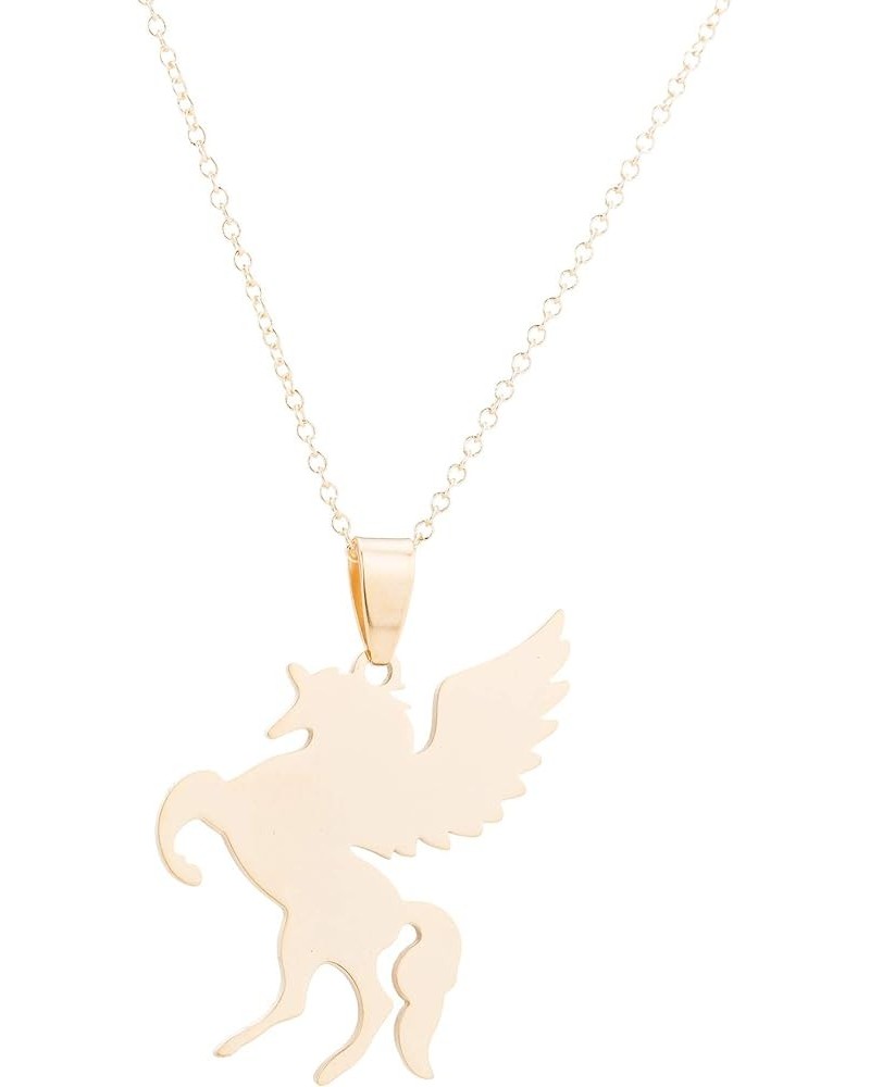 Simple Lucky Pegasus Animal Pendant Necklace for Women Girls Flying Horse Jewelry 18 Gold $8.20 Necklaces