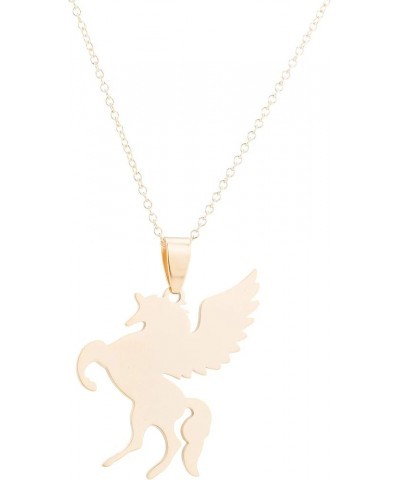 Simple Lucky Pegasus Animal Pendant Necklace for Women Girls Flying Horse Jewelry 18 Gold $8.20 Necklaces