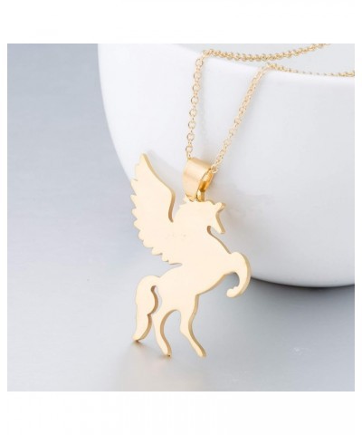 Simple Lucky Pegasus Animal Pendant Necklace for Women Girls Flying Horse Jewelry 18 Gold $8.20 Necklaces