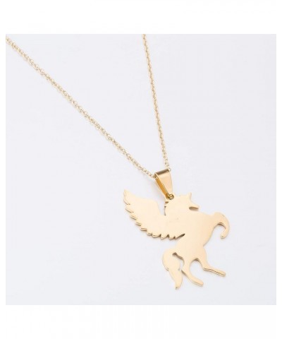 Simple Lucky Pegasus Animal Pendant Necklace for Women Girls Flying Horse Jewelry 18 Gold $8.20 Necklaces