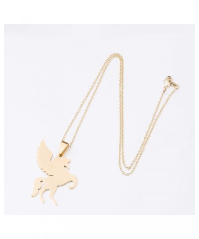 Simple Lucky Pegasus Animal Pendant Necklace for Women Girls Flying Horse Jewelry 18 Gold $8.20 Necklaces