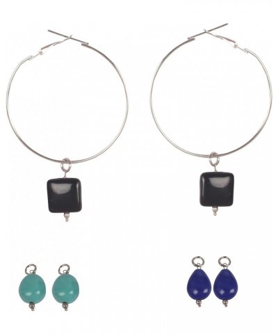 Classic Hoop Earrings small large jewelry in Gold or Silver Tone For Women. D604 Black Blue Turquoise $10.99 Earrings