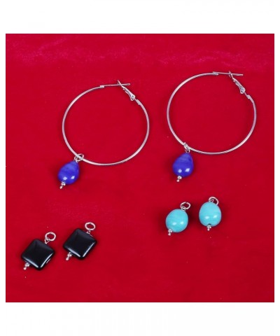 Classic Hoop Earrings small large jewelry in Gold or Silver Tone For Women. D604 Black Blue Turquoise $10.99 Earrings