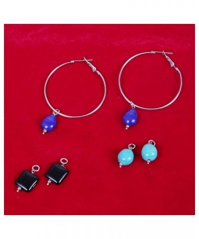 Classic Hoop Earrings small large jewelry in Gold or Silver Tone For Women. D604 Black Blue Turquoise $10.99 Earrings