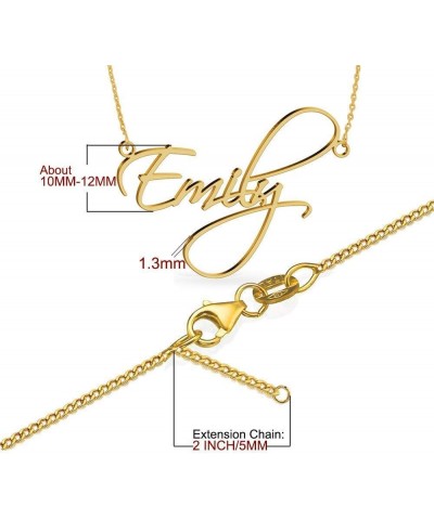 Custom Name Necklace 18K Gold Plated Sterling Silver Personalized Script Nameplate Jewelry Gift for Women 18K Gold Plated Sil...