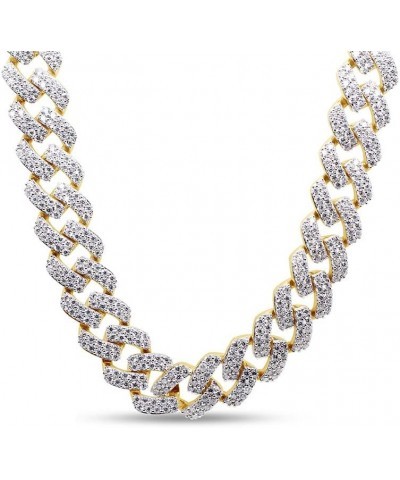 Certified 20 Cttw to 26 Cttw Round Cut Lab Created Moissanite Diamond 12MM Width Cuban Chain Necklace In 14k Gold Over Sterli...