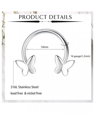 Cute Septum Jewelry Star Septum Ring 16G Septum Rings Stainless Steel Cool Septum Rings Heart Butterfly Septum Ring butterfly...