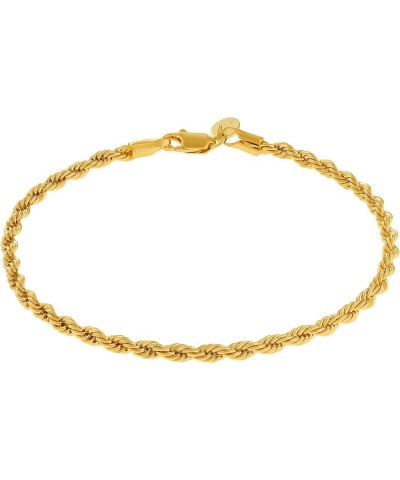 4mm Rope Chain Bracelet 24k Real Gold Plated for Women and Men Gold 7 inches $15.38 Bracelets