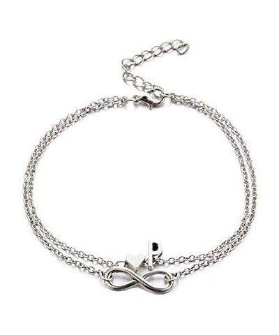 Infinity Heart Letter Anklets For Women Silver Chain Ankle Initial Bracelet Jewelry Gift Ladies Bracelets b $6.04 Anklets