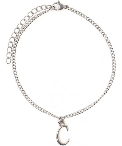 7.5" - 9.5" Stainless Steel Ankle Bracelet with Alloy Initial 26 Letter Options A-Z Curb Chain. Letter C $8.84 Anklets