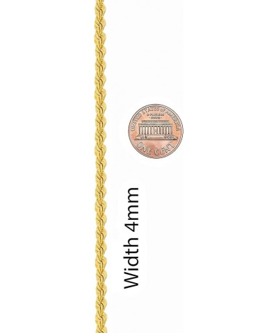 4mm Rope Chain Bracelet 24k Real Gold Plated for Women and Men Gold 7 inches $15.38 Bracelets