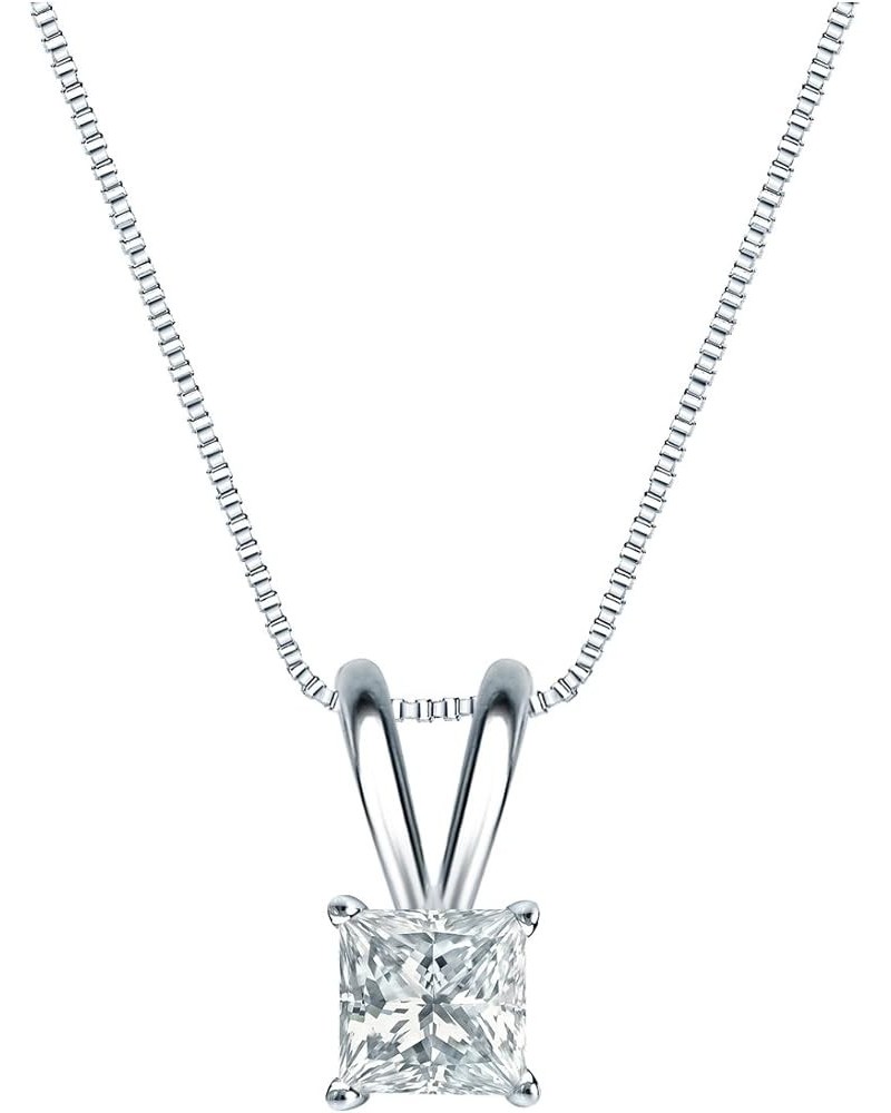 14k Gold 4-Prong Basket Princess-cut Diamond Solitaire Pendant (1/5-1 cttw, H-I, I1-I2) White Gold 0.25 carats $636.74 Necklaces