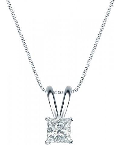 14k Gold 4-Prong Basket Princess-cut Diamond Solitaire Pendant (1/5-1 cttw, H-I, I1-I2) White Gold 0.25 carats $636.74 Necklaces