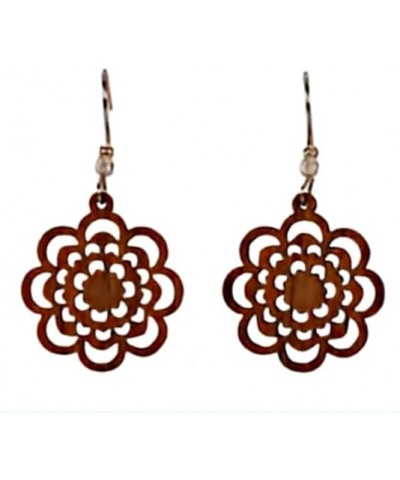 Woodcutts Natural Wood Earrings Willow 869,Round Repeated Flower Daisy,Small Cherry,Handcrafted Laser Cut Earring Made Using ...