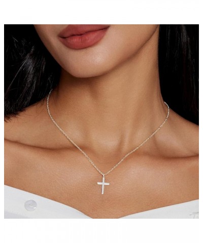 Cross Necklace for Women,18K Gold/Silver Plated Tiny Cubic Zirconia Cross Pendant Necklace for Women Simple Layered Cross Nec...