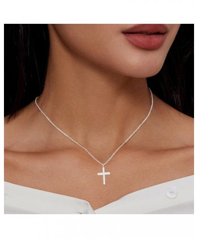 Cross Necklace for Women,18K Gold/Silver Plated Tiny Cubic Zirconia Cross Pendant Necklace for Women Simple Layered Cross Nec...