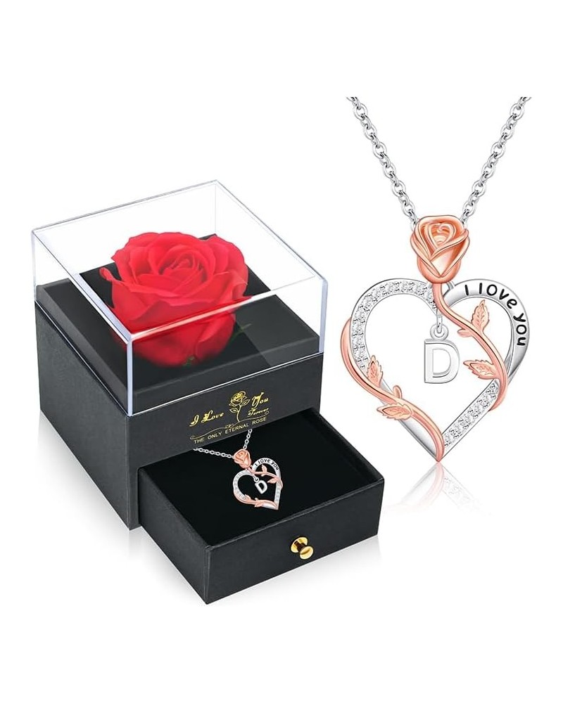 Romantic Gifts ??????? ???????? ??? ????? Rose Heart Pendant Necklace with Rose Gift Box, Mothers Day Christmas Anniversary B...