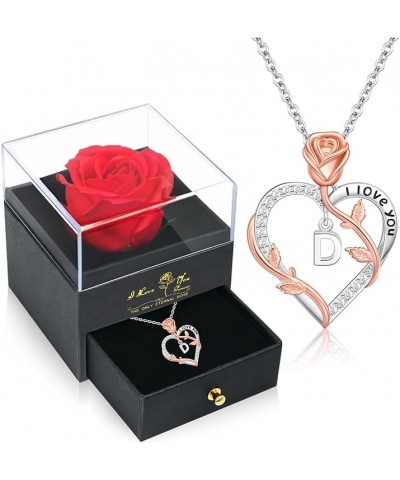 Romantic Gifts ??????? ???????? ??? ????? Rose Heart Pendant Necklace with Rose Gift Box, Mothers Day Christmas Anniversary B...