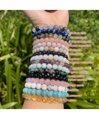 Multicolor Handmade Gem Semi Precious Gemstone 8mm Round Beads Stretch Bracelet Crystal Bracelets for Women, Elastic Stretch ...