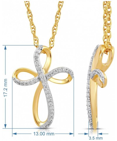 10K Yellow Gold 1/10 Cttw Natural White Round Diamond Cross Pendant Eternal Treasures Necklace, 18" Gold Filled Rope Chain $5...