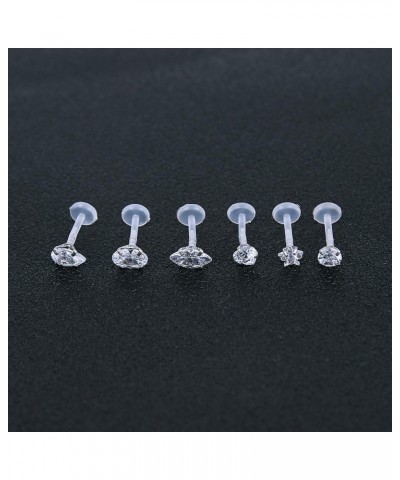 10-12Pcs 16G Clear Bioflex CZ Stone Labret Monroe Lip Ring Helix Tragus Cartilage Earrings Stud Piercing 12pcs (3mm cz) $8.54...