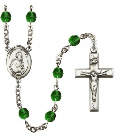 St. Peter The Apostle Silver-Plated Rosary - Every Birth Month Color and More May Green, Small Crucifix $74.47 Necklaces