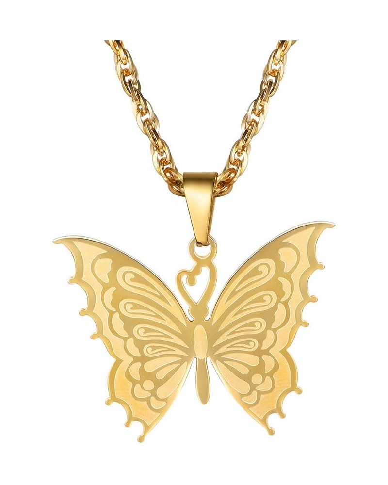 Butterfly Necklace,18K Gold Plated/Black, 316L Stainless Steel, Women Jewelry, Gift for Her, Come Gift Box 01 Classic-Luxury ...