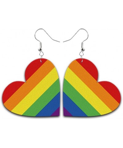 Rainbow Teardrop Dangle Earrings Pride Parade Faux Leather Drop Rainbow Earrings JEP04 -Rainbow Earrings-A $6.50 Earrings