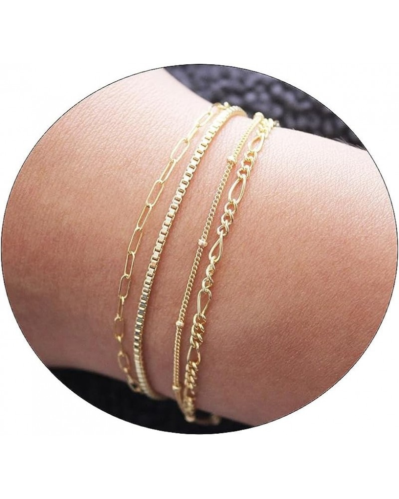 Gold Bracelets for Women 14K Gold Jewelry for Women Cute Heart Beaded Bracelets for Women Lip Cuban Link Paperclip Chain Ankl...