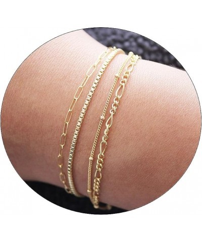 Gold Bracelets for Women 14K Gold Jewelry for Women Cute Heart Beaded Bracelets for Women Lip Cuban Link Paperclip Chain Ankl...