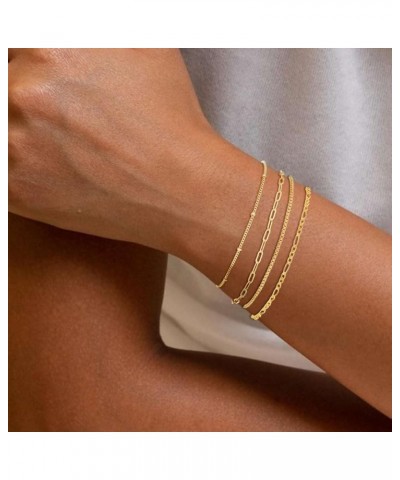 Gold Bracelets for Women 14K Gold Jewelry for Women Cute Heart Beaded Bracelets for Women Lip Cuban Link Paperclip Chain Ankl...