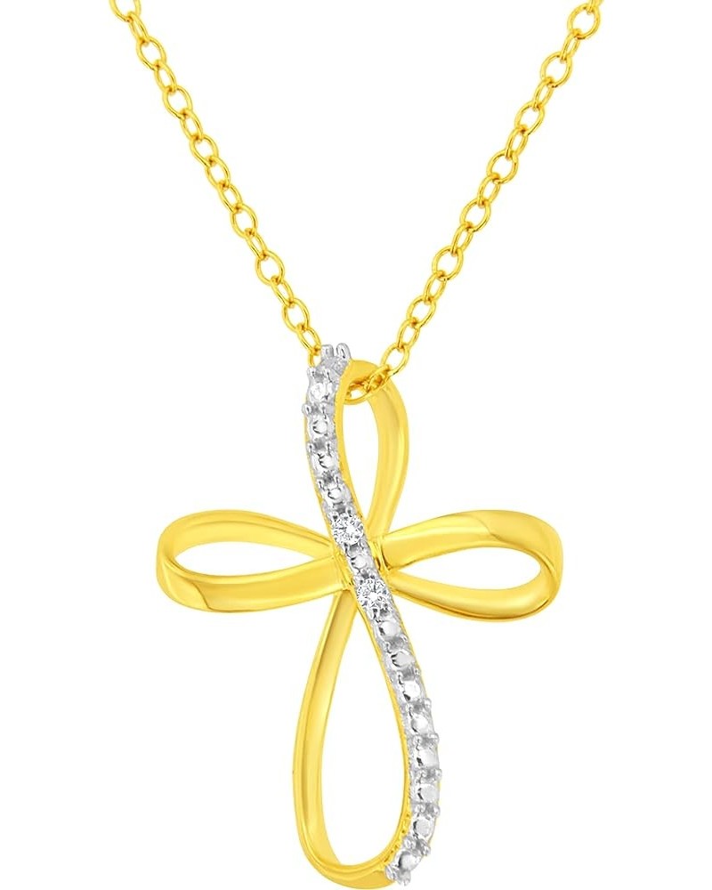 Diamond Cross Pendant Necklace (I-J, I1-I2) - Choice of Metal Type and Carat Weight Yellow - 1/5 Cttw $153.68 Necklaces