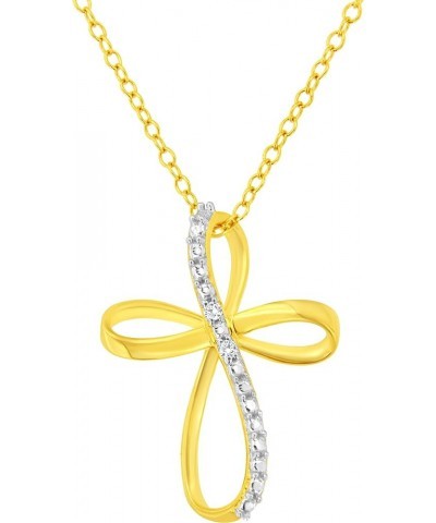 Diamond Cross Pendant Necklace (I-J, I1-I2) - Choice of Metal Type and Carat Weight Yellow - 1/5 Cttw $153.68 Necklaces