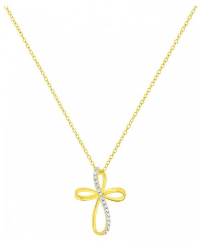 Diamond Cross Pendant Necklace (I-J, I1-I2) - Choice of Metal Type and Carat Weight Yellow - 1/5 Cttw $153.68 Necklaces