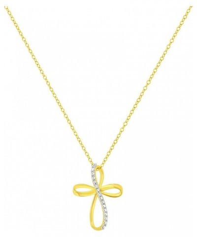 Diamond Cross Pendant Necklace (I-J, I1-I2) - Choice of Metal Type and Carat Weight Yellow - 1/5 Cttw $153.68 Necklaces