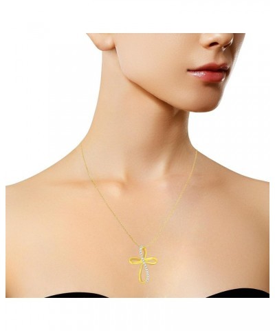 Diamond Cross Pendant Necklace (I-J, I1-I2) - Choice of Metal Type and Carat Weight Yellow - 1/5 Cttw $153.68 Necklaces