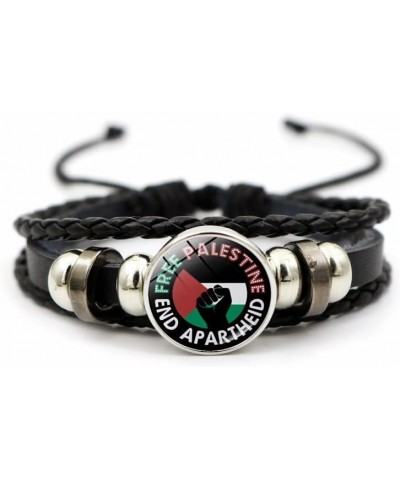 Palestine Flag Braided Bracelet, Free Palestinian Versatile Woven Beaded Wristband, Palestine National Flag Leather Bracelet ...