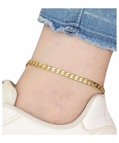 Anklet for Women, Girls in 8", 9",10",11",12" Sizes Gold Electroplated Figaro, Cuban, Mariner, Herringbone Ankle Bracelet - M...