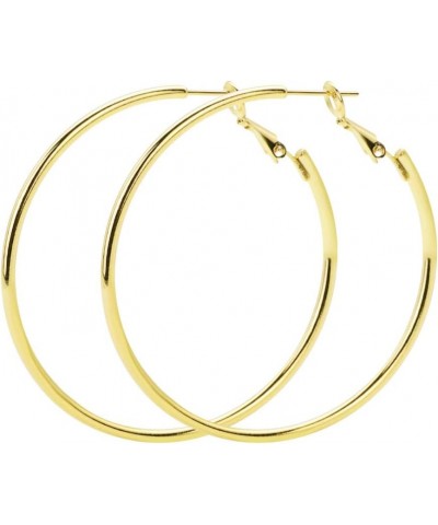 925 Sterling Silver Hoop Earrings,18K Gold Plated Polished Round Hoop Earrings For Women,Girls' Gifts GOLD-2in $8.24 Earrings