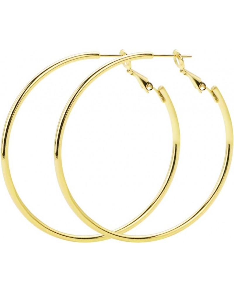 925 Sterling Silver Hoop Earrings,18K Gold Plated Polished Round Hoop Earrings For Women,Girls' Gifts GOLD-2in $8.24 Earrings