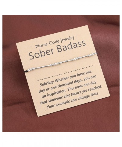 PLITI Sobriety Gift Addiction Recovery Gift 12 Step Gift Sober Badass Morse code Bracelet Sober Milestone Gift AA Alcoholics ...