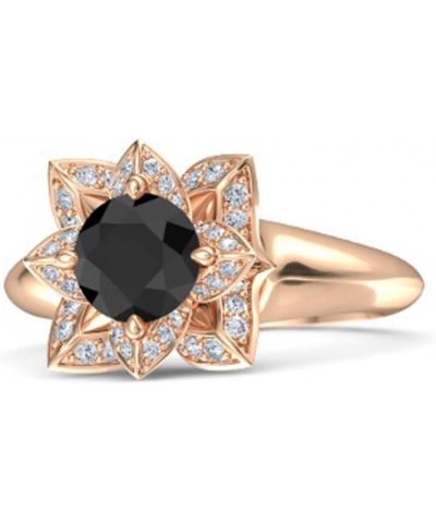 Classic 1.12 Carat Gemstone Round Cut 14K Rose Gold Plated 925 Sterling Sliver Lotus-Inspired Engagement Wedding Bridal Ring ...